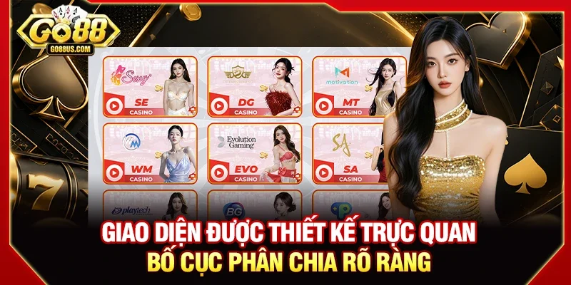 Giao diện được thiết kế trực quan, bố cục phân chia rõ ràng